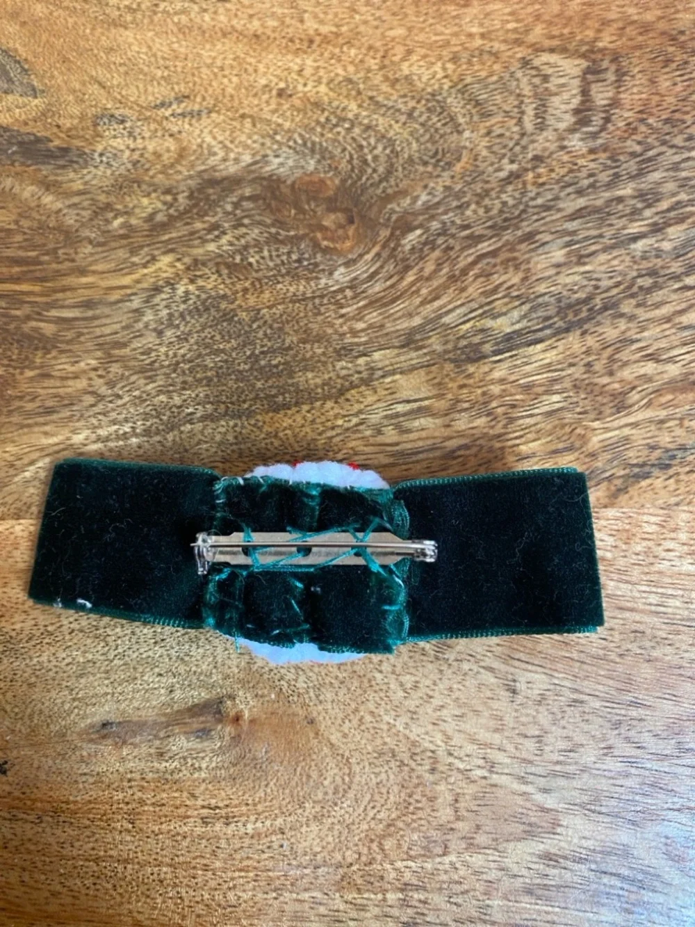 Handmade Velvet Christmas Mint Candy Bow Brooch Pin